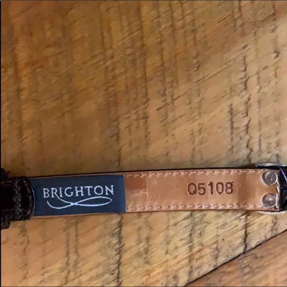 Brighton embossed & braided brown leather belt Medium